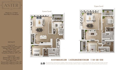 Floor plan for 3 beds, 3.5 baths, 2820 sqft